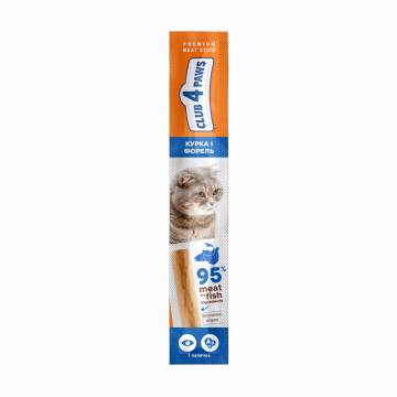 Лакомство для кошек Club 4 Paws Premium Meat Stick, с курицей и форелью, 5 г Лакомство для кошек Club 4 Paws Premium Meat Stick, с курицей и форелью, 5 г