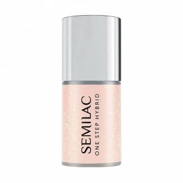 Гель-лак для ногтей Semilac One Step Hybrid, S258 Naked Glitter Peach, 5 мл