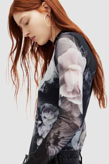 Блузка AllSaints ELIA VALLEY женская цвет чёрный узор Блузка AllSaints ELIA VALLEY женская цвет чёрный узор