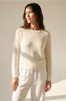 Ажурний светр - кремовий