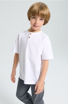 Футболка з оригінальними ґудзиками - білий