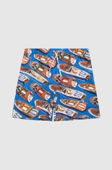 Детские синие шорты для плавания с принтом