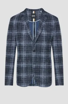 Мужской темно-синий блейзер в клетку Синий 50 BOSS 50510571;404
