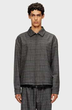 Мужская темно-серая куртка в клетку J-TING Серый 46 Diesel A18479 0DEBS
