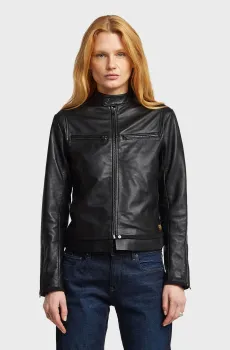Женская черная кожаная куртка Leather biker jacket Черный M G-Star RAW D27160,D555