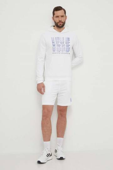 Хлопковая кофта The North Face мужская цвет белый с капюшоном с принтом NF0A87EAFN41 Хлопковая кофта The North Face мужская цвет белый с капюшоном с принтом NF0A87EAFN41