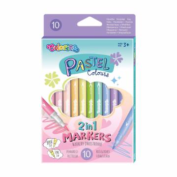 Набор двусторонних цветных фломастеров Colorino Kids Pastel, 10 цветов, от 3 лет (80875PTR) Набор двусторонних цветных фломастеров Colorino Kids Pastel, 10 цветов, от 3 лет (80875PTR)