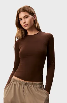 Женский коричневый лонгслив SECOND SKIN Коричневый M Calvin Klein LVGWF5K140