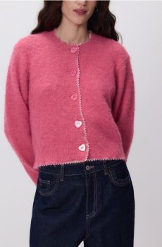 Reserved - Кардиган з декоративними гудзиками - рожевий - 234JW-30X