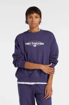 Женский фиолетовый свитшот Sport Graphic Oversized Crew Фиолетовый L New Balance WT61S0S9BOY