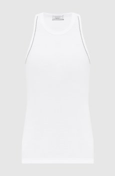 Белый топ в рубчик с цепочкой