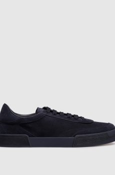 Синие замшевые кроссовки с тиснением логотипа