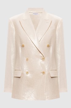 Жакет цвета айвори из льна с люрексом