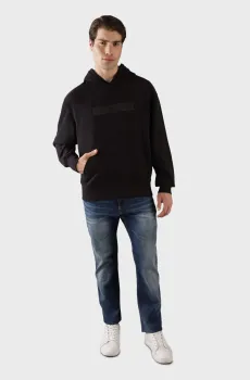 Мужское черное худи EMBROIDERED BOX Черный S Calvin Klein Jeans J30J326147