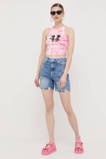 Джинсовые шорты Guess женские однотонные высокая посадка Джинсовые шорты Guess женские однотонные высокая посадка