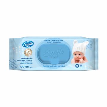 Детские влажные салфетки Smile Baby Экстракт ромашки и алоэ, с клапаном, 100 шт
