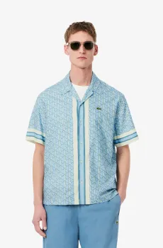 Мужская голубая рубашка с узором Monogram Голубой 42 Lacoste CH9094GIL