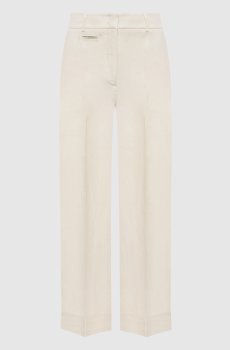 Брюки цвета айвори из льна
