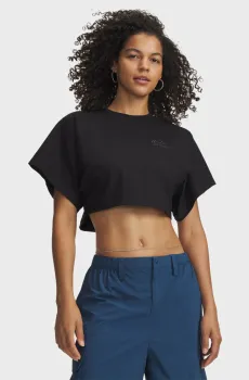 Женская черная футболка Cropped Script SS Tee Черный M Under Armour 6009677-008