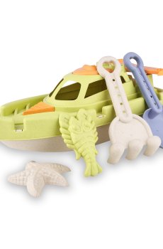 Набор для игры с песком ranxian с катером, 5 предметов, салатовый, от 3 лет, размеры катера 30*12*10 см (RX789-197)