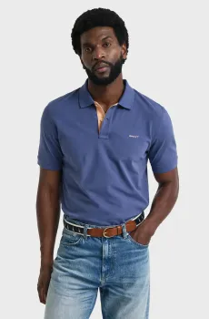 Мужское синее поло REG CONTRAST PIQUE Синий XL Gant 2062026