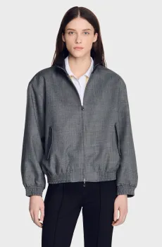 Женская серая шерстяная куртка Серый 34 Sandro SFPBL01384_Grey