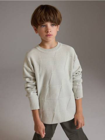 Reserved - Жакардовий джемпер oversize - світло-сірий - 8922X-09X Reserved - Жакардовий джемпер oversize - світло-сірий - 8922X-09X
