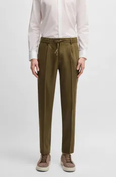 Мужские оливковые льняные брюки Оливковый 50 BOSS 50540733;302