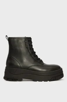 Женские черные кожаные ботинки TJW LACE UP FLATFORM BOOT Черный 38 Tommy Jeans EN0EN02665