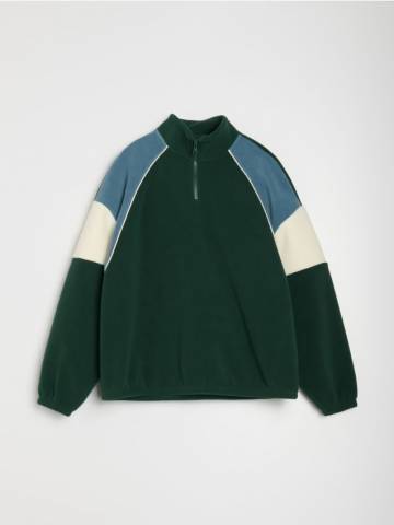 Флісова кофта на блискавці без капюшона - синьо-зелений