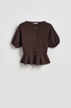 Reserved - Кардиган з баскою - коричневий - 637HO-88X