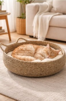 Лежак для кота з вушками - бежевий