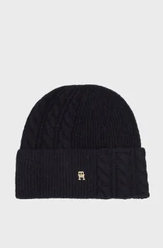 Женская темно-синяя шапка ELEVATED Синий ONESIZE Tommy Hilfiger AW0AW17784