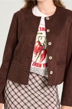 Елегантна куртка з штучного замшу - коричневий