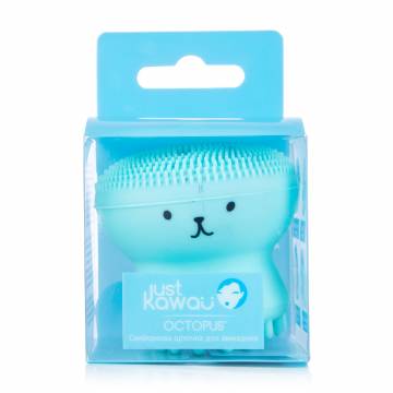 Силиконовая щеточка для умывания Just Kawaii Octopus голубая Силиконовая щеточка для умывания Just Kawaii Octopus голубая
