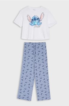 Двокомплектна бавовняна піжама Stitch - білий