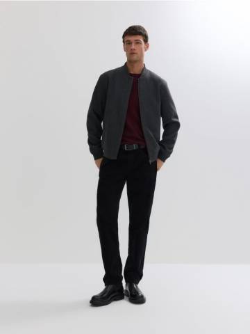 Reserved - Куртка бомбер з вовни - темно-сірий - 416GQ-90M