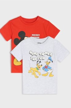 Бавовняна футболка з принтом 2 pack Mickey Mouse - червоний