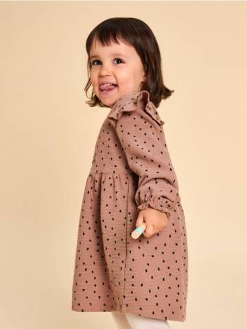 Вільна сукня з вишивкою Bambi - кавовий