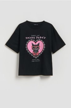 Reserved - Свободная футболка с принтом - чорний - 986HT-99X