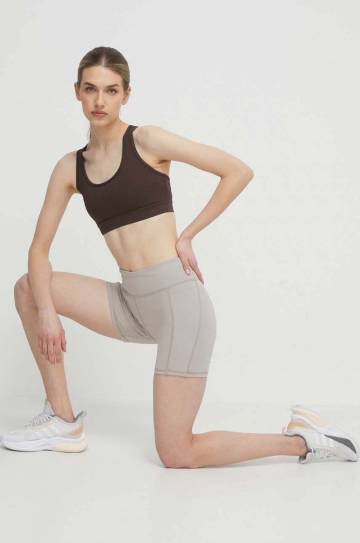 Тренировочные шорты Reebok LUX COLLECTION цвет серый однотонные высокая посадка Тренировочные шорты Reebok LUX COLLECTION цвет серый однотонные высокая посадка