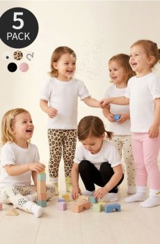 Бавовняні легінси, набір з 5 штук - кремовий