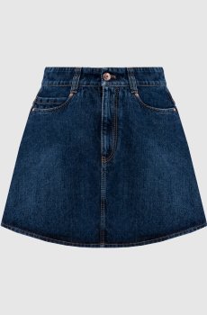 Синяя юбка джинсовая мини с цепочкой мониль