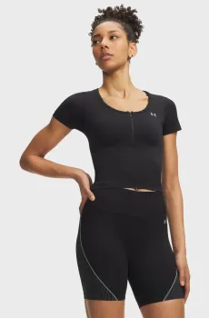 Женский черный топ Vanish Seamless Crop Zip SS Черный L Under Armour 6009992-001