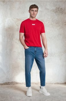 Джинси carrot з ефектом прання - синій