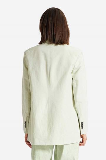 Пиджак с примесью льна Wood Wood Madeleine Mini Stripe Blazer цвет зелёный oversize однотонный 12211201.5291-PASTELG Пиджак с примесью льна Wood Wood Madeleine Mini Stripe Blazer цвет зелёный oversize однотонный 12211201.5291-PASTELG