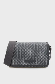 Мужская серая сумка с узором EMBLEM COATED FLAP Серый ONESIZE Calvin Klein LV04D3396G