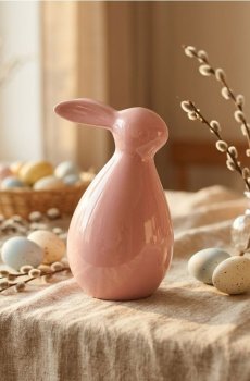 Великодній керамічний зайчик - пастельний рожевий