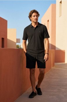 Бавовняна сорочка поло - чорний