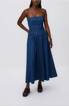 Reserved - Джинсова сукня міді - синій - 9257H-55J